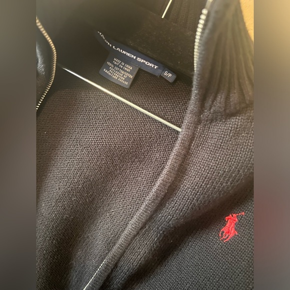 Ralph Lauren Sport cotton full zip thick knit sweater jacket braided weave small - Picture 4 of 7